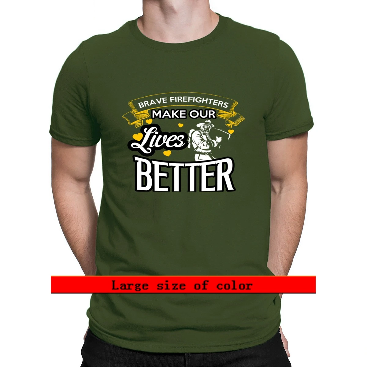 

Brave Firefighter Make Our Lives Better 2021 T Shirt Unique Fit Funny Casual Cotton Novelty Summer Round Neck Knitted Shirt