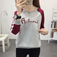 2021 new autumn spring 50 cotton o neck long sleeve woman t shirts fashion korean style embroidery oversized t shirt