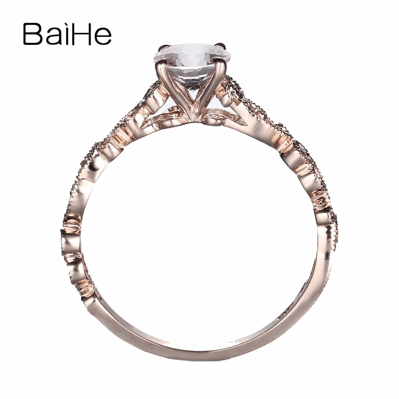 BAIHE Solid 14K Rose Gold 0.55ct Flawless Genuine Morganite Wedding Women Trendy Fine Jewelry Ring | Украшения и аксессуары