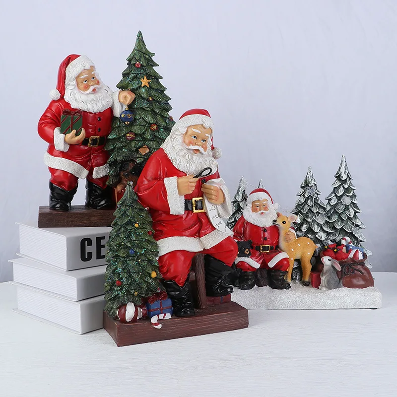 

Santa Claus lamp decoration ornament Christmas gift home living room desktop luminous lamp resin handicraft ornament
