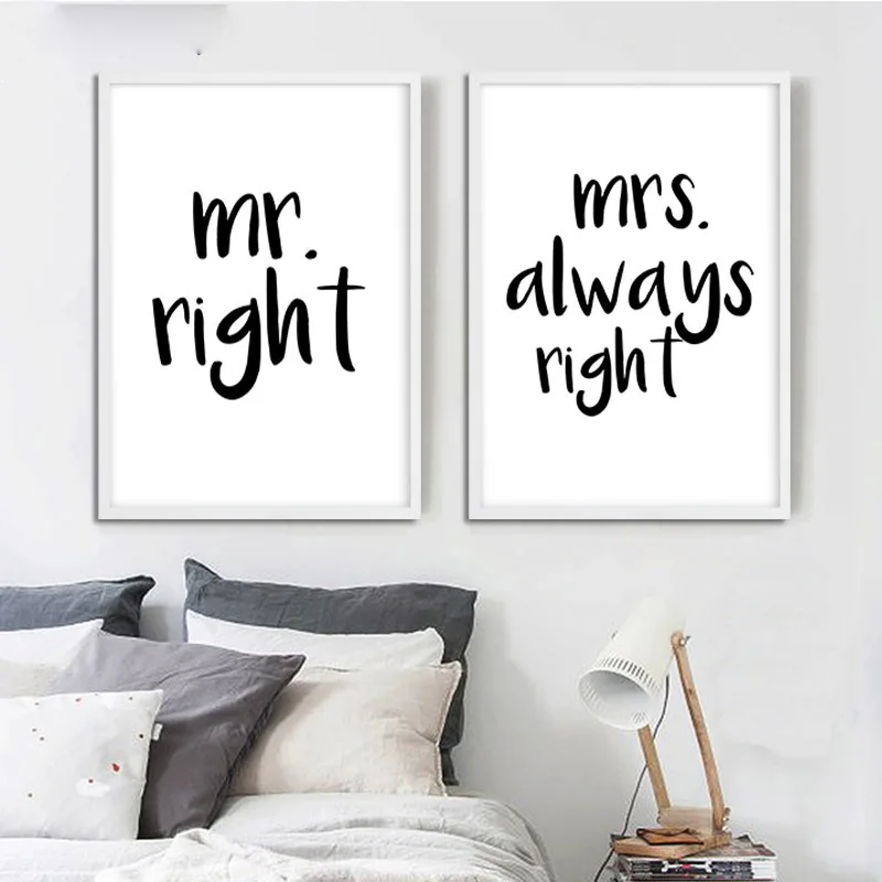 

Funny Quotes Mr Mrs Couple Fashion Wall Art Poster Print Canvas Painting Decorative Picture Modern Home Room Decoration