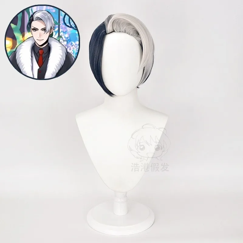 Twisted Wonderland Divus Crewel Короткие Черные Серые смешанные цвета Косплей Жаростойкие