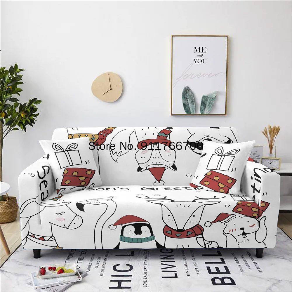 Cute Cartoon Sofa Towel Slip-Resistant Covers Animal Cover Set for Living Room Strech Tight Wrap Slipcover | Дом и сад