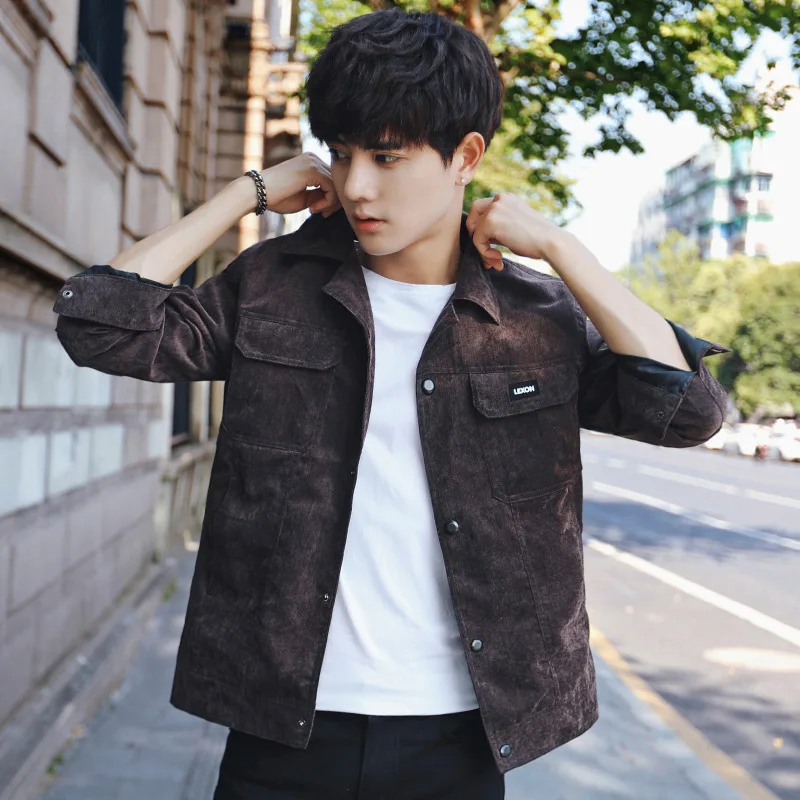 Куртка мужская Вельветовая в стиле оверсайз модная уличная одежда хип-хоп Бомбер