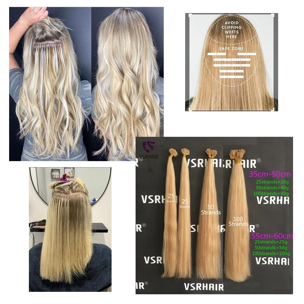VSR кератиновые микро-петли волос 1 г 0 8 Fusion 40-55 см машина Remy человеческие волосы для