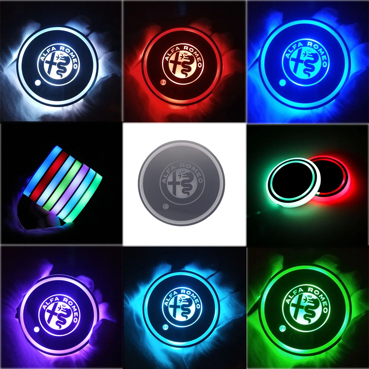 2xled coaster Cup lights для alfa romeo 4C 159 147 156 giulietta MiTo Giulia Stelvio Gloria GT светящиеся Coaster аксессуары|