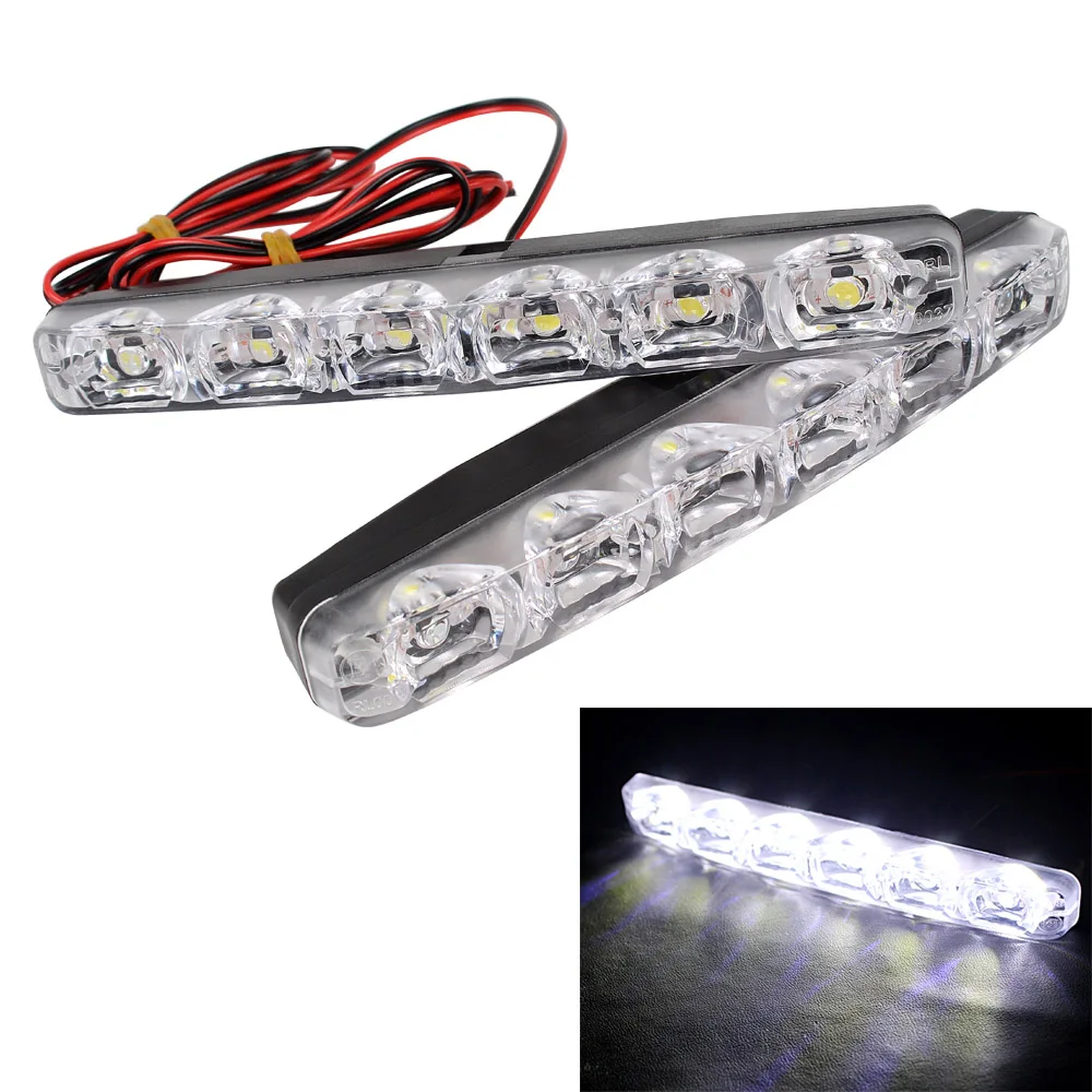 Car DRL Daytime Running Lights 6 LEDs Super Bright Daylight Automobile LED light Car-Styling images - 6