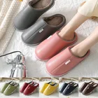 Тапки унисекс Зимние, мягкая подошва, без застежки, пушистые теплые, меховая домашняя обувь для мальчиков и девочек, большие размеры