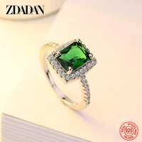 zdadan 925 sterling silver square inlaid crystal rings for women charm jewelry party gift