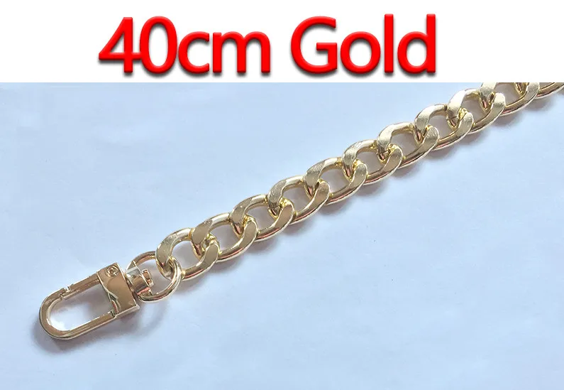40cm Gold Ультра светильник Алюминиевые цепочки DIY золото, серебро, пистолет черный 12 мм сменный светильник на цепочке кошелек ремень, сумка ремни для маленькой сумочки - Цвет: 40cm Gold