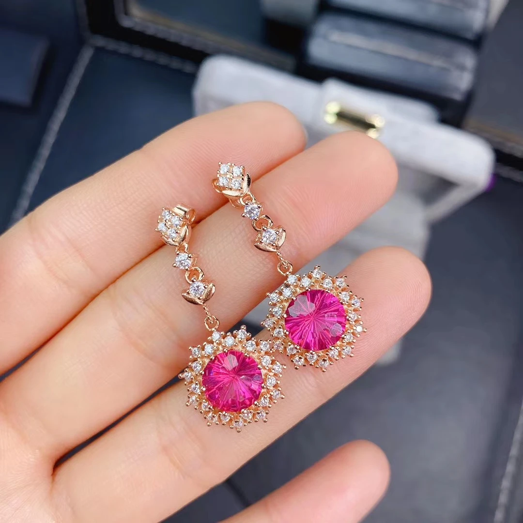 

MDINA jewelry natural pink topaz 925 sterling silver popular girl pendant necklace earrings ring set support test