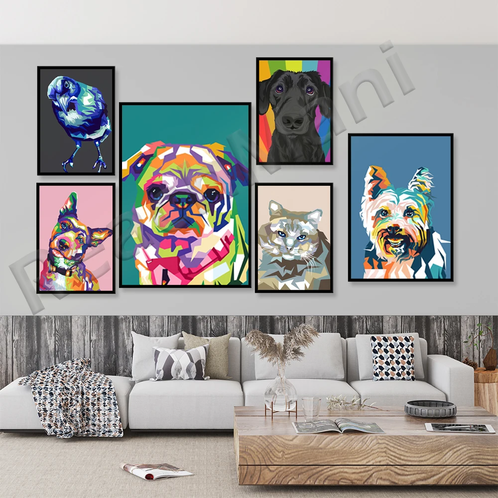 

Colorful Cat Pop Wall Art,Australian Cattle Dog Pop Art - Blue Heeler - Canvas and Poster Prints Available