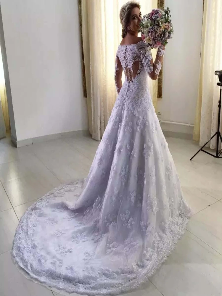 Свадебные платья с длинным рукавом и кружевами на заказ 2020 свадебные вырезом