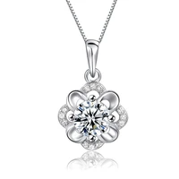 elegant shiny pendants necklaces for women pave clear cubic zirconia romantic flower shape accessories chock summer