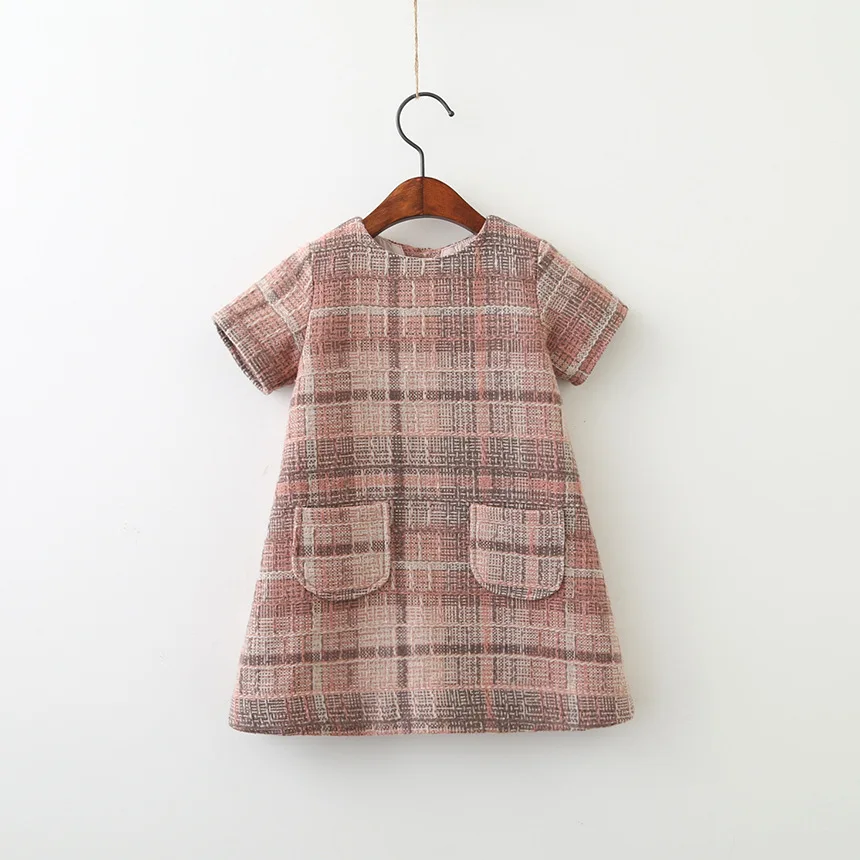 plaid Платья для девочек модное шерстяное вечернее платье без рукавов с бантом для девочек 2, 3, 4, 5, 6 лет, платье принцессы для малышей зимняя одежда для маленьких девочек - Цвет: plaid