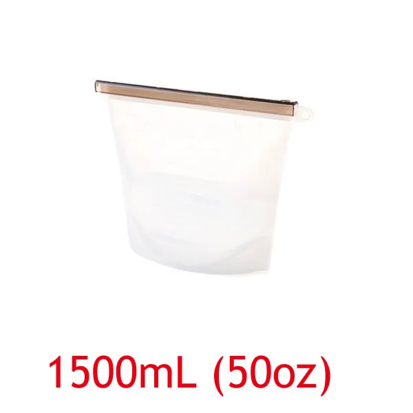 white-1500ml Кухонные многоразовые силиконовые сумки для хранения пищевых продуктов, BPA бесплатные пакеты для сохранения пищевых продуктов, герметичные пакеты для хранения замороженных продуктов на холодильник - Цвет: white-1500ml