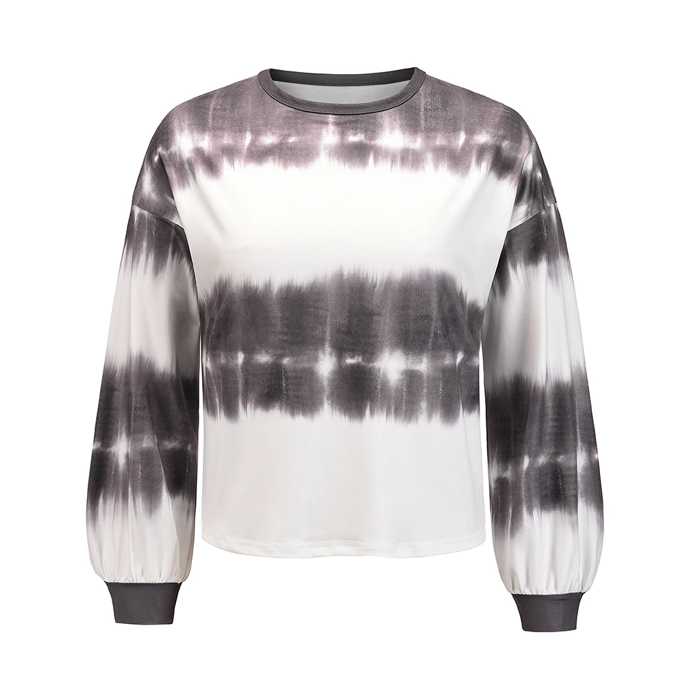 

Gradient Color Long Sleeve Tie Dye 2020 Autumn Winter Round Neck Loose Sweatshirt Women