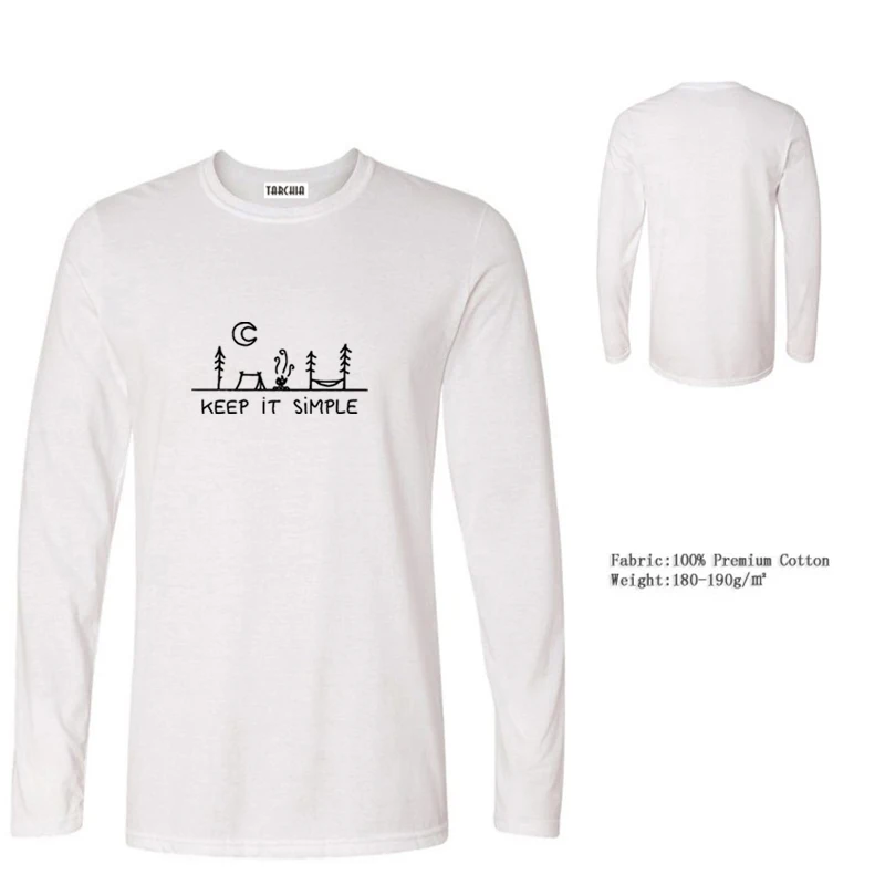 

TARCHIA Free Shipping Pullover Simple Life Tops T Shirt Men Clothing Tees Long Sleeve T-Shirt Cotton Plus Black White Gray Pure