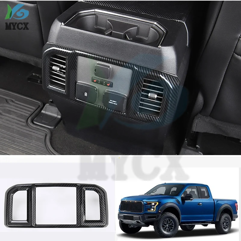 

Подходит для Ford Raptor F-150 2017 2018 2019 2020 автомобильные аксессуары ABS УГЛЕРОДНЫЙ Задний подлокотник с вентиляционным отверстием наклейка 1 шт.