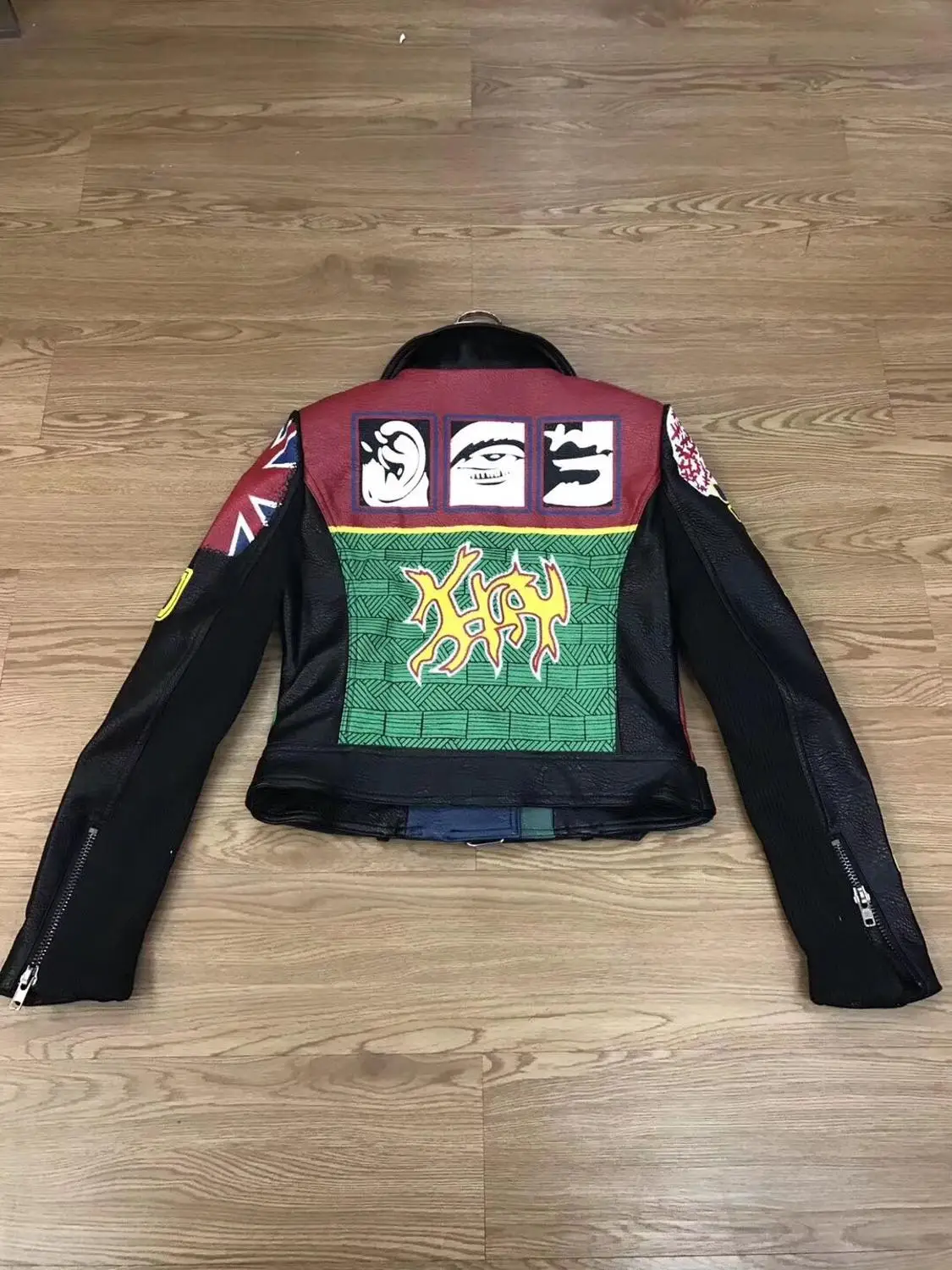 Женская куртка из искусственной кожи с принтом цветные укороченные куртки