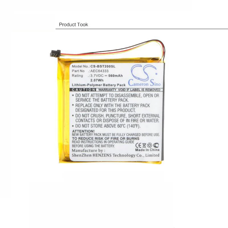 

Replacement 560mAh AEC643333 Battery for Beates Studio 2 2.0 Wireless bluetooth Headphone 3.7V Battery PA-BT05