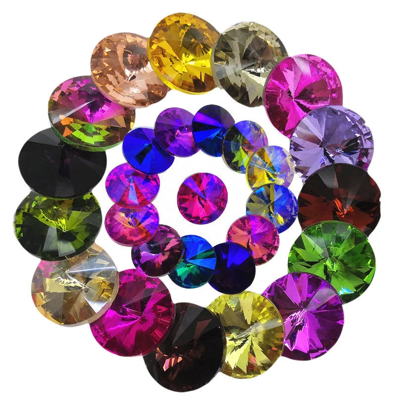 Смешанные цвета AB кристалл круглый камень стекло Rivoli клей стразы для одежды