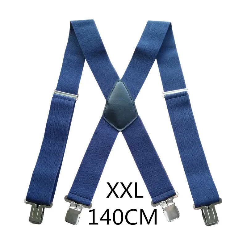 Navy-140cm 100 см 120 см 140 см размера плюс 5 см ширина высокие эластичные регулируемые мужские подтяжки 4 прочные зажимы Подвески сверхпрочные х Задние подтяжки - Цвет: Navy-140cm