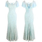 Женское облегающее платье с рукавами-лепестками Angel-fashions, длинное облегающее вечернее платье с цветочным кружевом, расшитое бисером, для свадебной вечеринки, модель