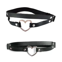 womens adjustable 2 rows faux leather sexy leg thigh harness garter belt punk gothic with hollow heart metal ring party costume