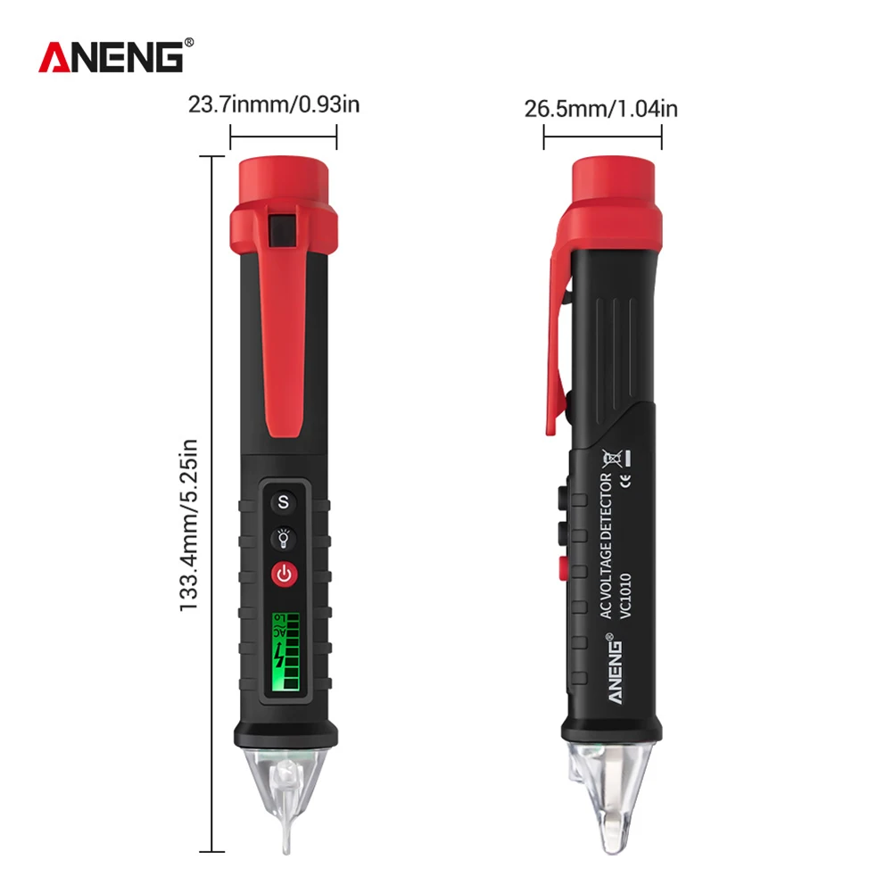 

ANENG VC1010+ Digital Voltage Detector Meter Intelligent Non-contact Pen Alarm AC Test Pen Sensor Tester for Electrician Tools