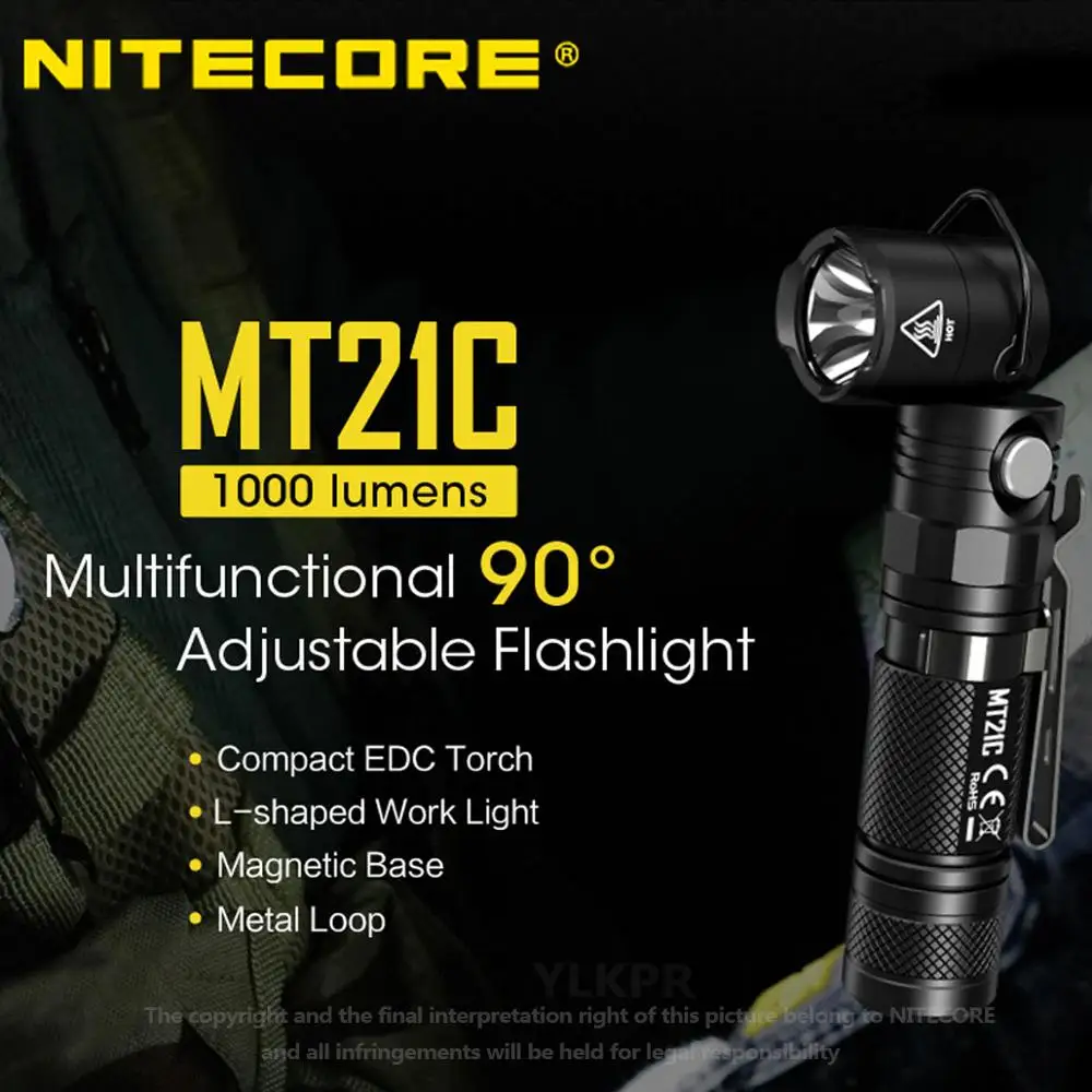 NITECORE MT21C 1000 lumens multi-function 90 degree adjustable portable flashlight using CREE XP-L HD V6 LED lamp beads | Освещение