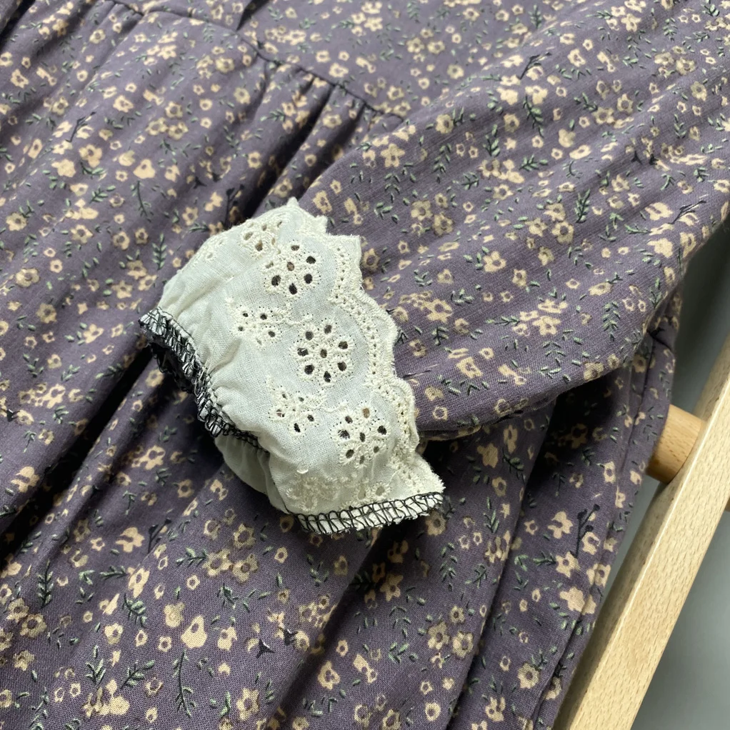 

Japan Style Mori Girl Swetty Long Dress 2021 New Spring Summer Floral Print Long Sleeve Cotton Dress
