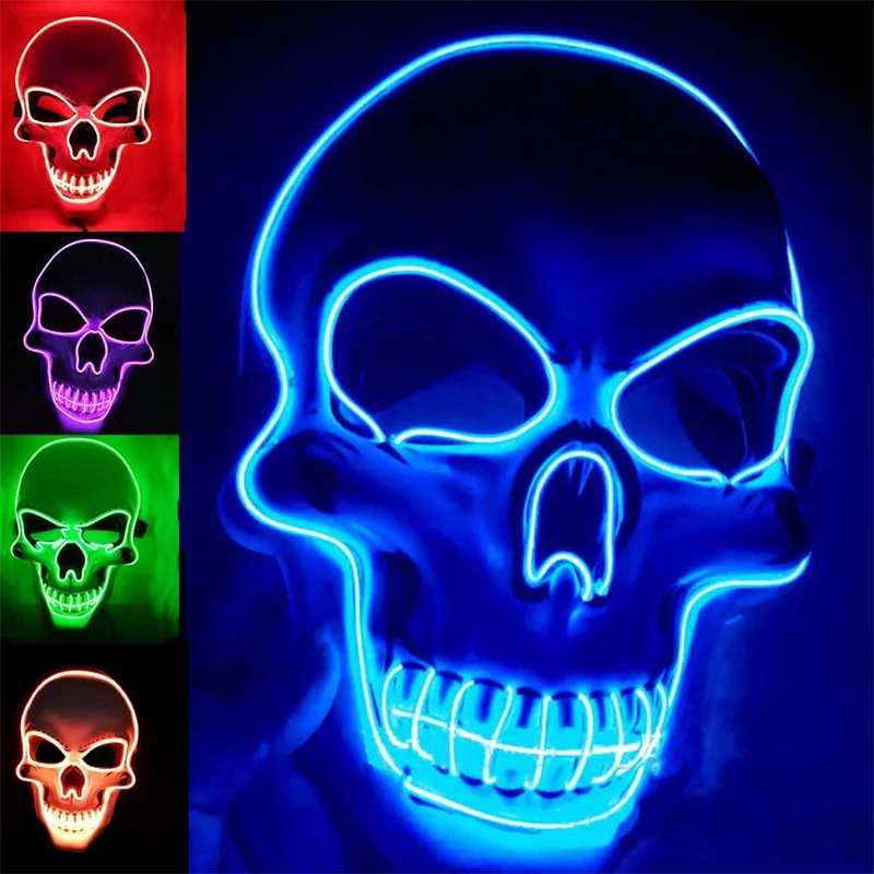 

Horror Halloween Masks LED Light up Glowing Skull Msak Costumes Scary Mask For Party Supplies Favor