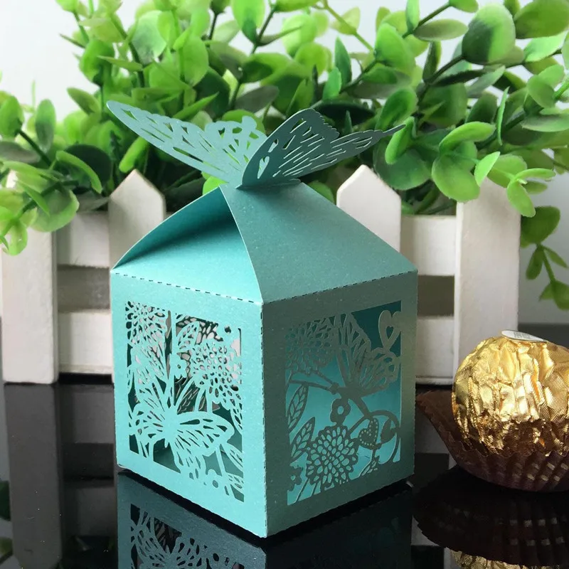 10 шт. бабочка Лазерная резка полые сувениры Упаковка шоколад коробка подарки