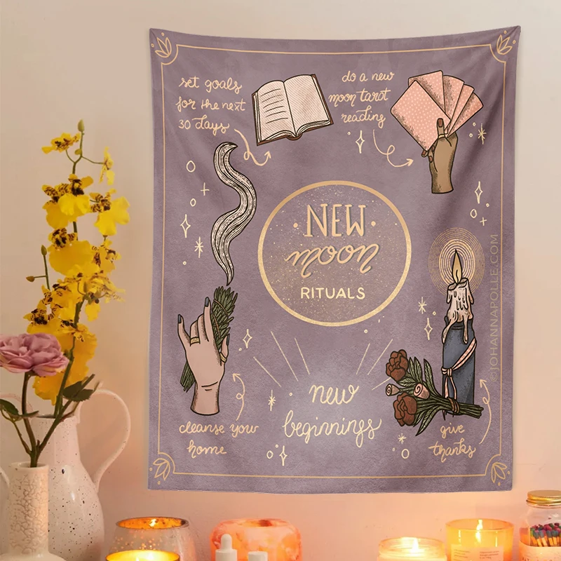 

New Moon Tarot Tapestry Wall Hanging Witchcraft Tarot Tapestry Bohemian Style Decoration Home Hippie Mattress Dorm Room Decor