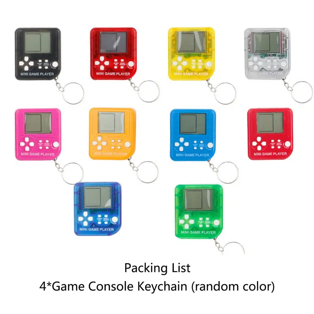 

4PCS Mini Classic Games Tetriss Child Pocket Game Consoles Electronic Pets Games Machine Tetriss Brick Gaming Keychain Toys