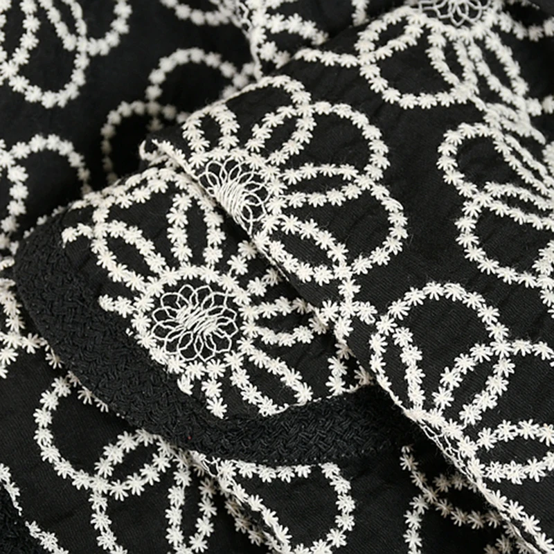 

CHICEVER Loose Embroidery Coat For Women V Neck Short Sleeve Print Vintage Hit Color Coats Female 2021 Fashion New Clothes Style