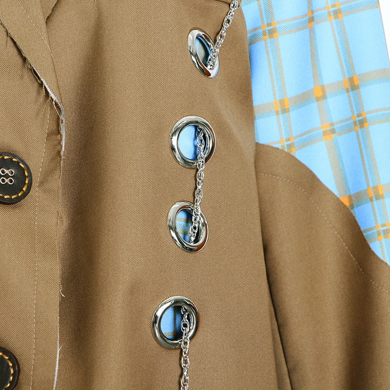 

TWOTWINSTYLE Casual Patchwork Chain Blazer For Women Notched Long Sleeve Print Plaid Hit Color Blazers Female Fashion New Tide