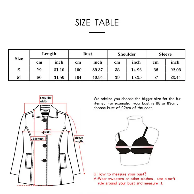 

Aorice A18096 Women's Winter Real Wool Coat Fox Collar Warm Jacket Coat Lady Long Coat Jacket Over Size Parka