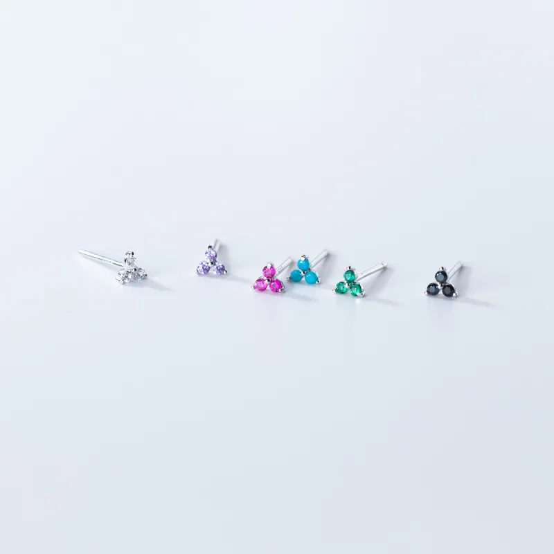 Женские серьги-гвоздики из серебра 925 пробы в виде треугольника | Украшения и