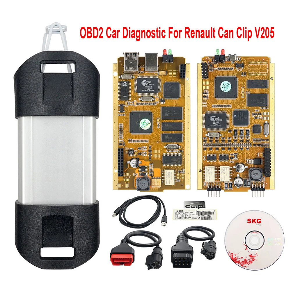 Автомобильный диагностический сканер OBD2 для Renault Can Clip V205 полный чип CYPRESS AN2131QC