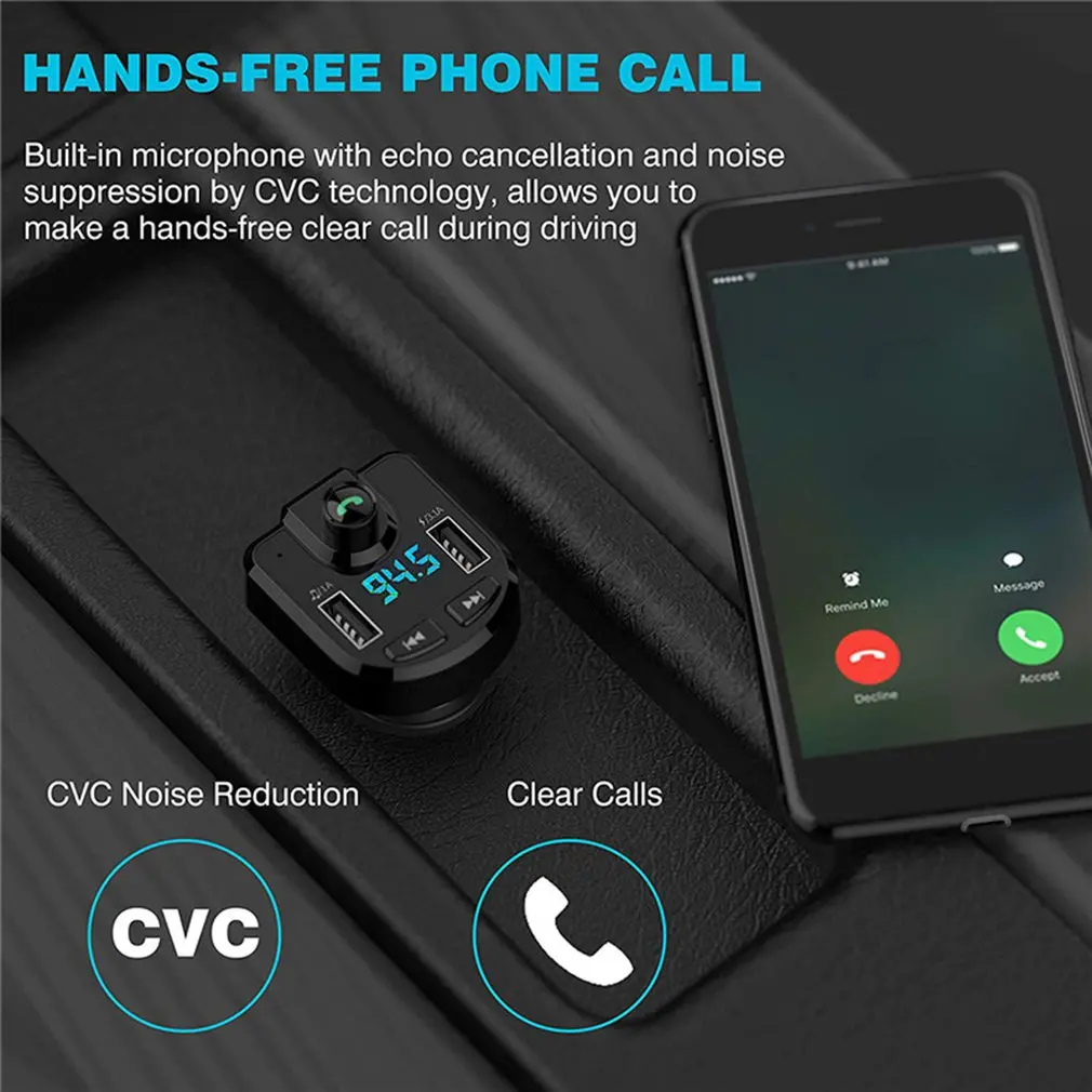 

Multi-function Car FM Transmitter MP3 Player Wireless Adapter Hands-free Car Kit Modulator USB Charger Car Accessories