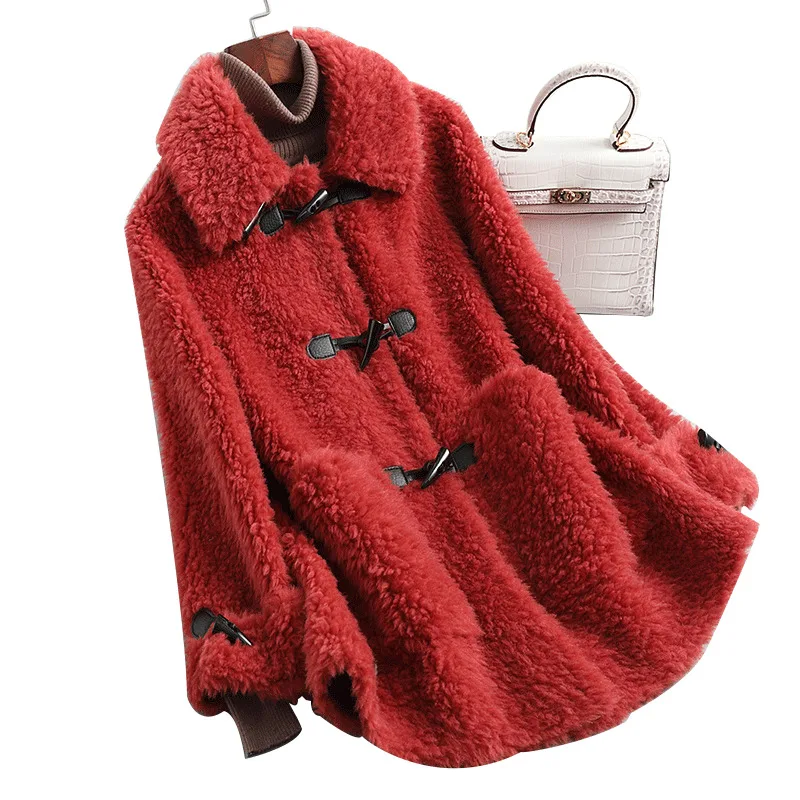 Winter Real Fur Coat Women Natural Sheep Shearing Jacket Female Clothes 2019 Thick Warm Ladies Wool for Hiver 518031 | Женская одежда