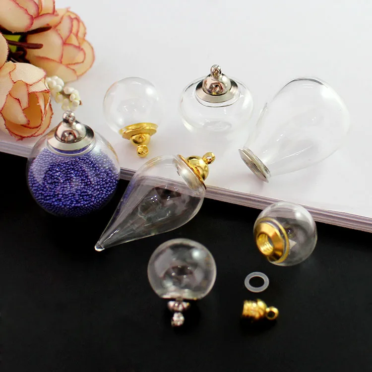 4PCS Pre-glued Screw Cap Glass Globe Pendant Necklaces with Rubber Seal - Small Glass Globes - Glass Vial Pendant DIY Findings image 5