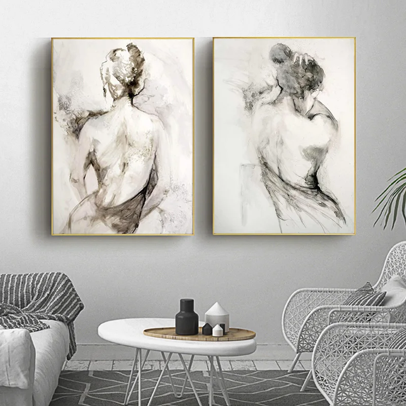 Винтажная картина маслом на спине для женщин черные и белые постеры принты
