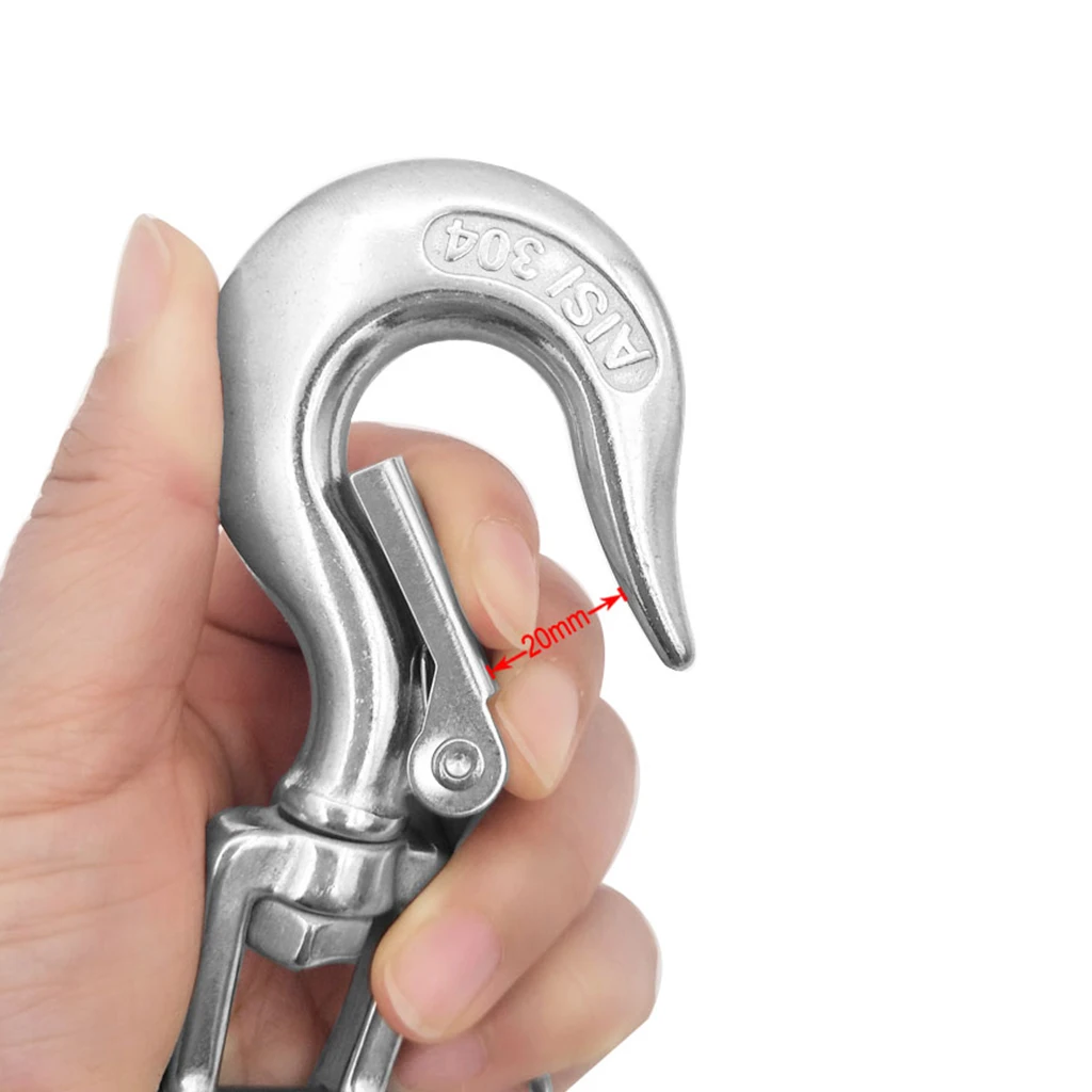 

Nylon Winch Hook Pull Strap+Rotary Spring Snap Hooks Anchor Rigging Clip