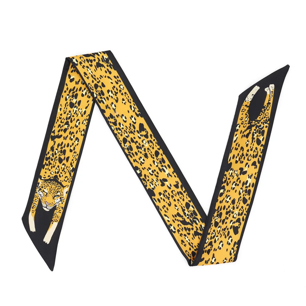 Женский шелковый шарф с принтом гепарда и тигра роскошный брендовый модные шарфы