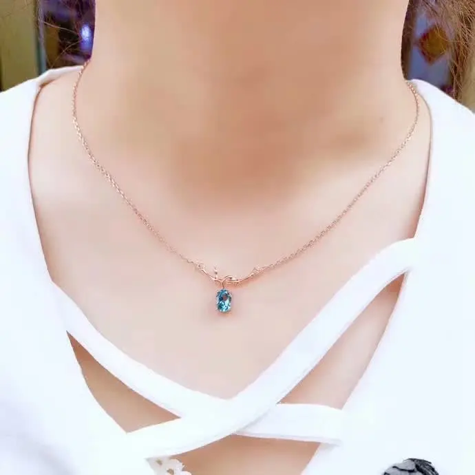 

shilovem 925 silver sterling real natural topaz pendants necklace fine Jewelry trendy new wholesale GIFT 5*7mm bz0507900agb