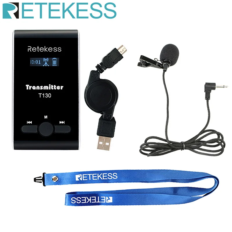 

T130 Wireless Transmitter + Lavalier Mic Tour Guide System for Tour Guiding Simultaneous Translation Meeting Interpretation