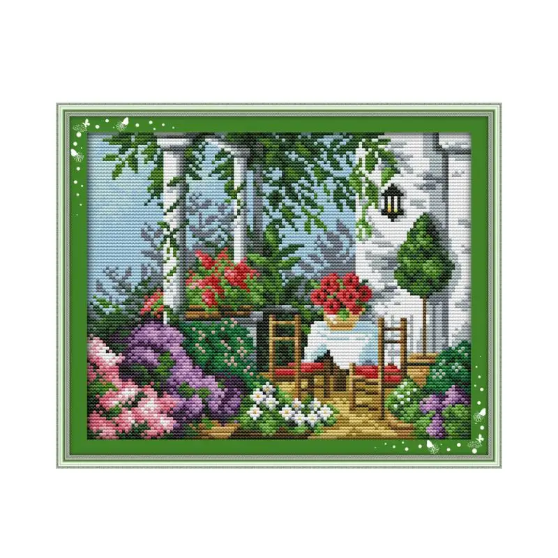 

Bright and beautiful spring scenery cross stitch kit 14ct 11ct count printed canvas stitching embroidery DIY handmade needlework